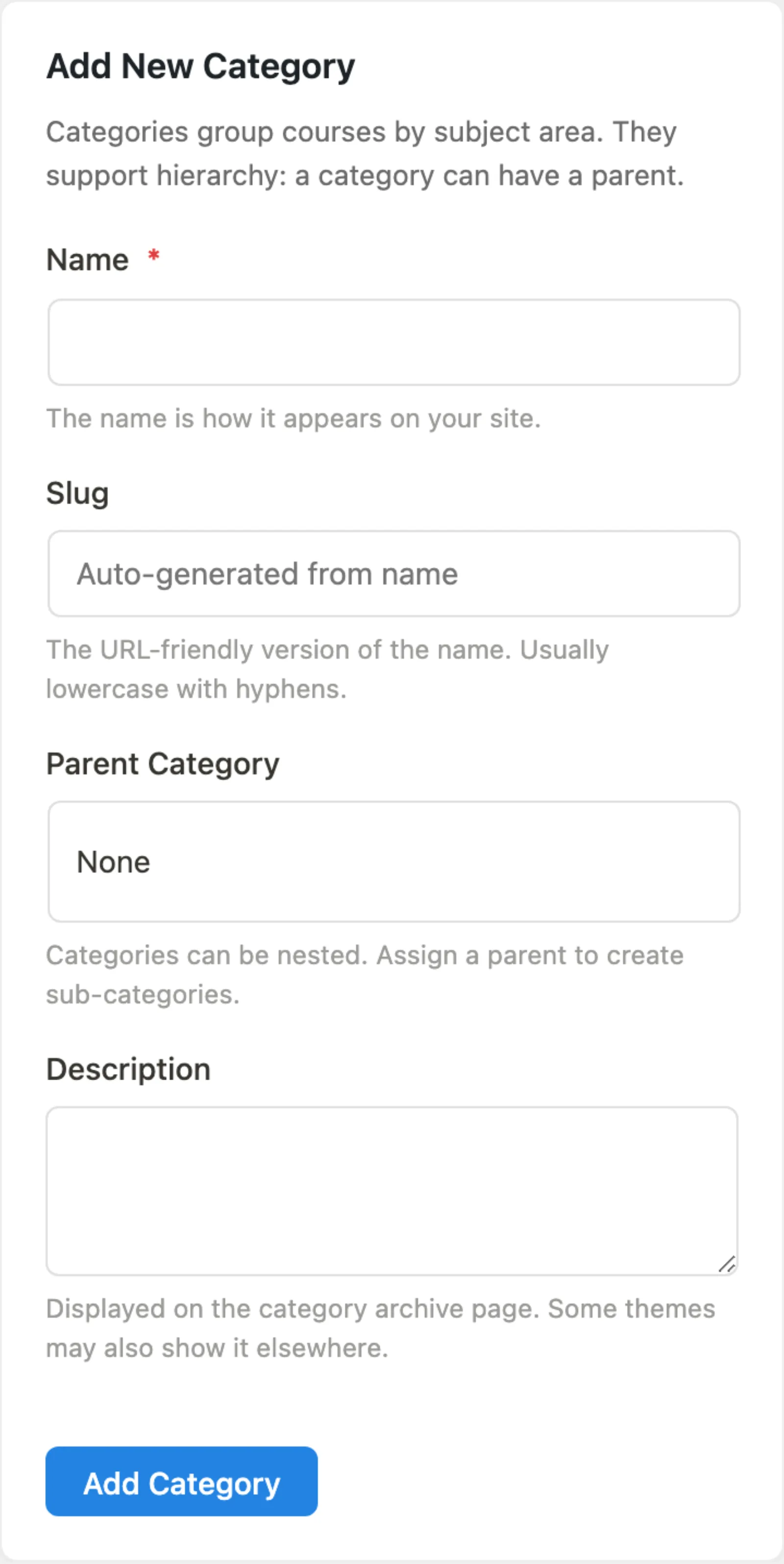 Add category form