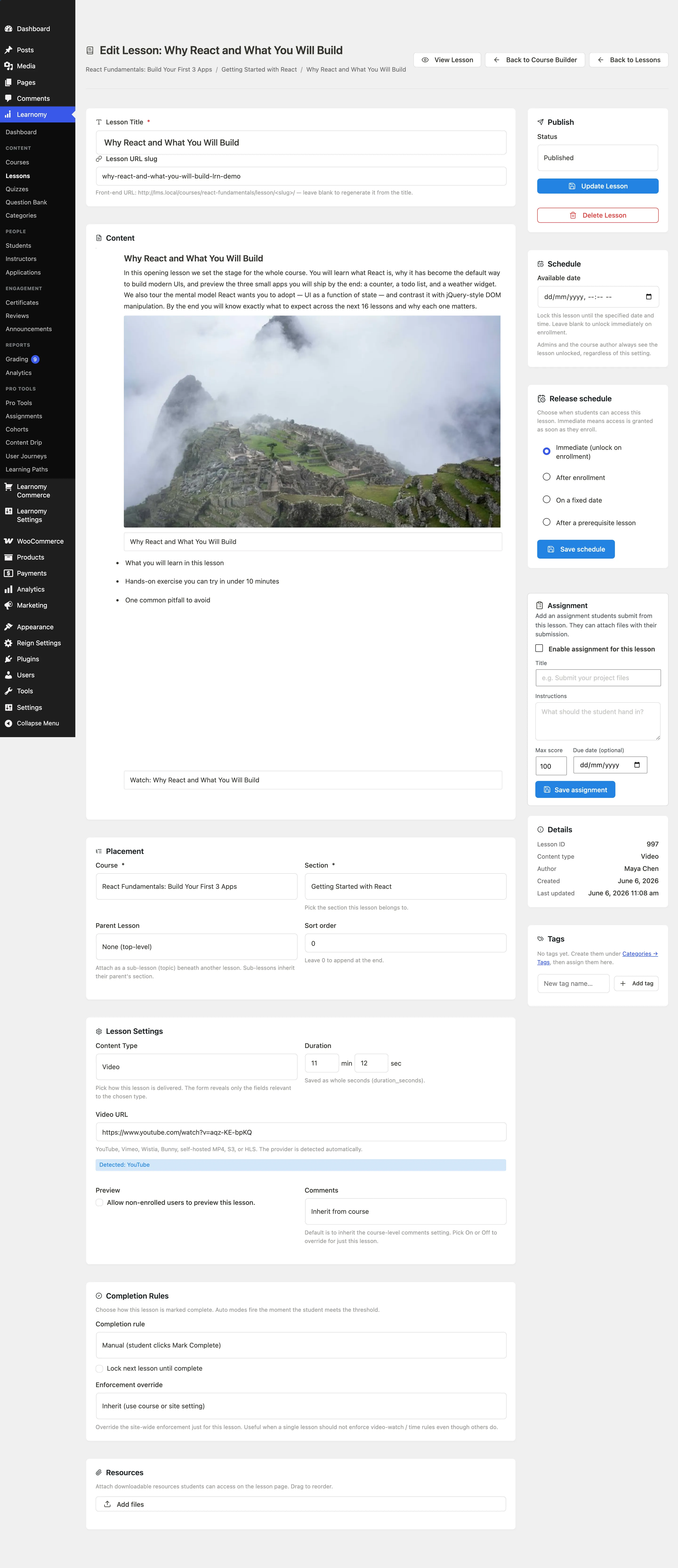 Lesson editor