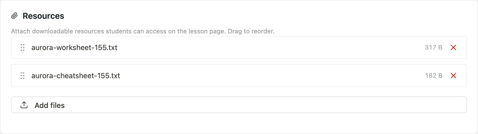 Lesson attachments