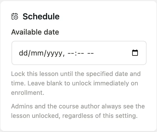 Lesson settings