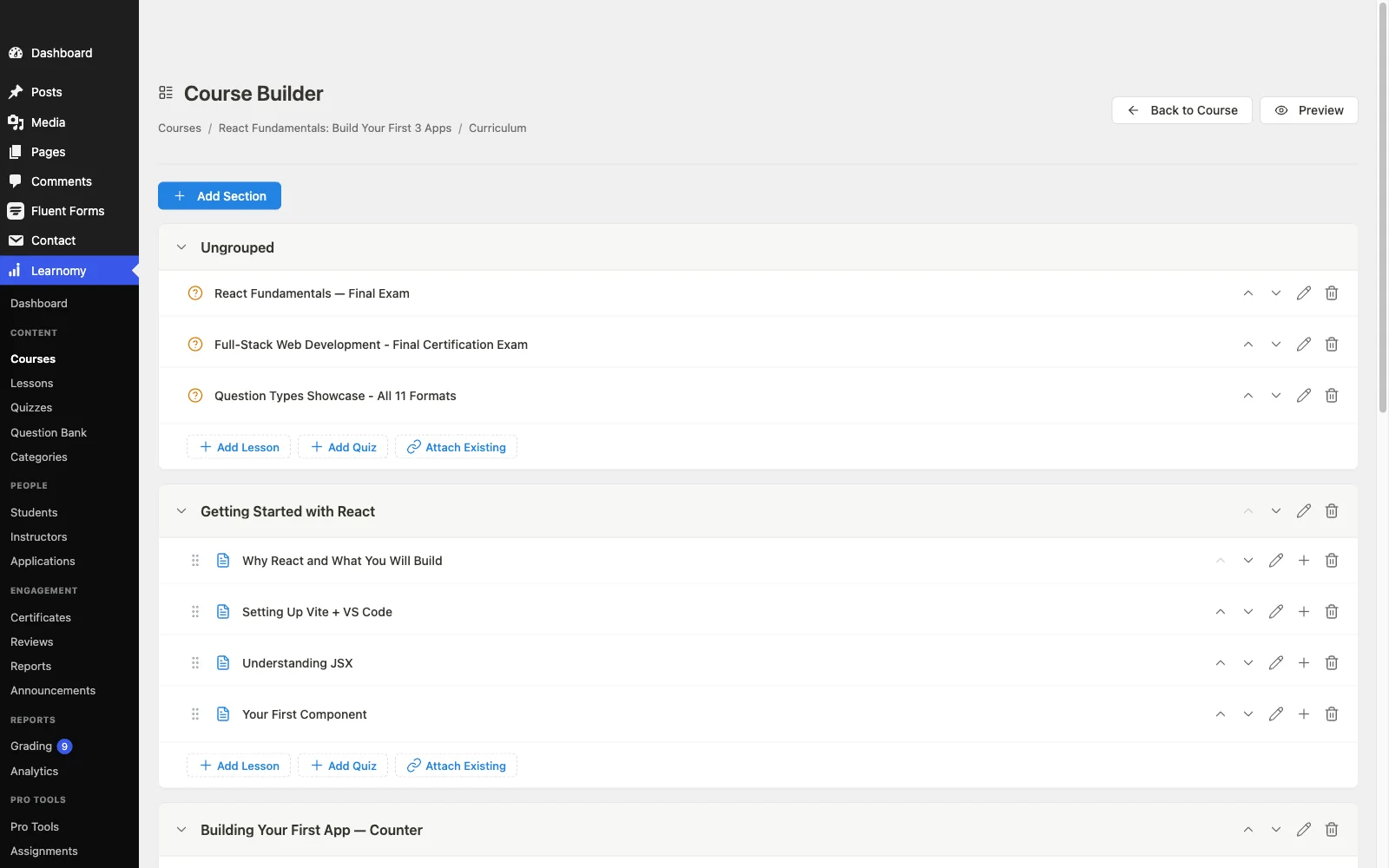 The Learnomy course builder