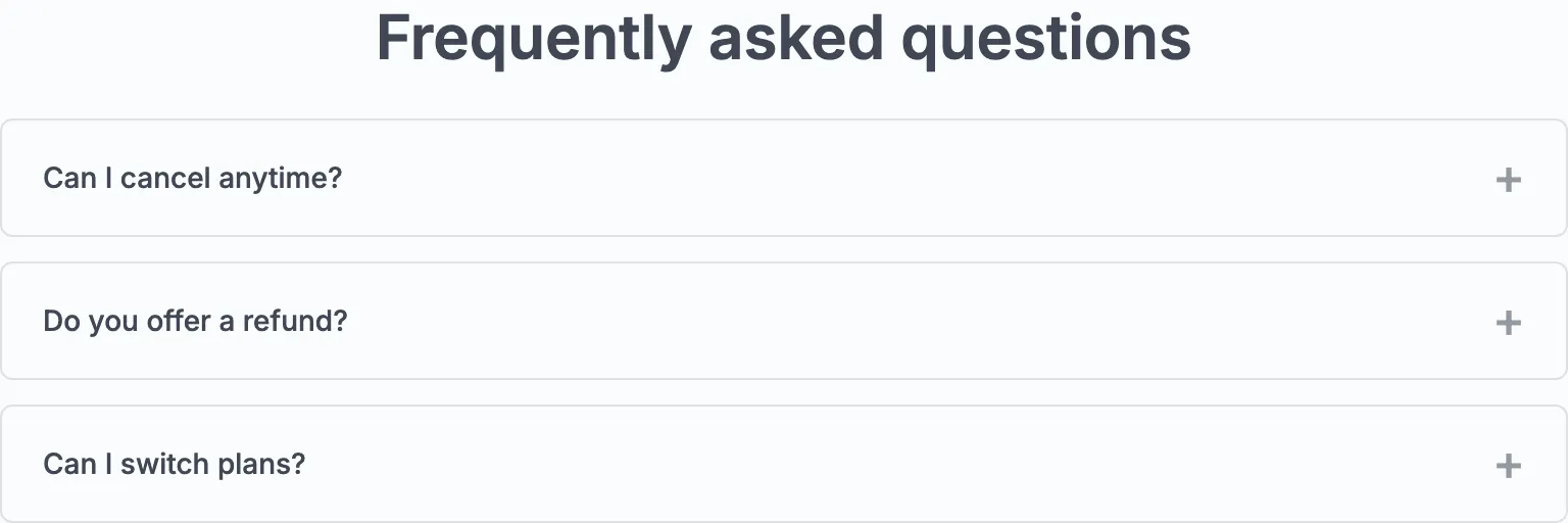 FAQ section