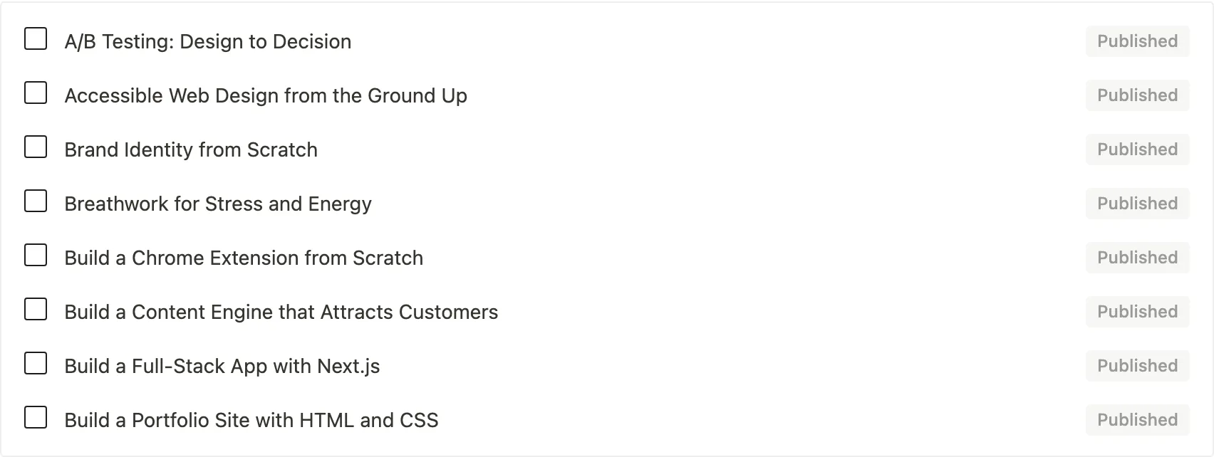 Included courses picker