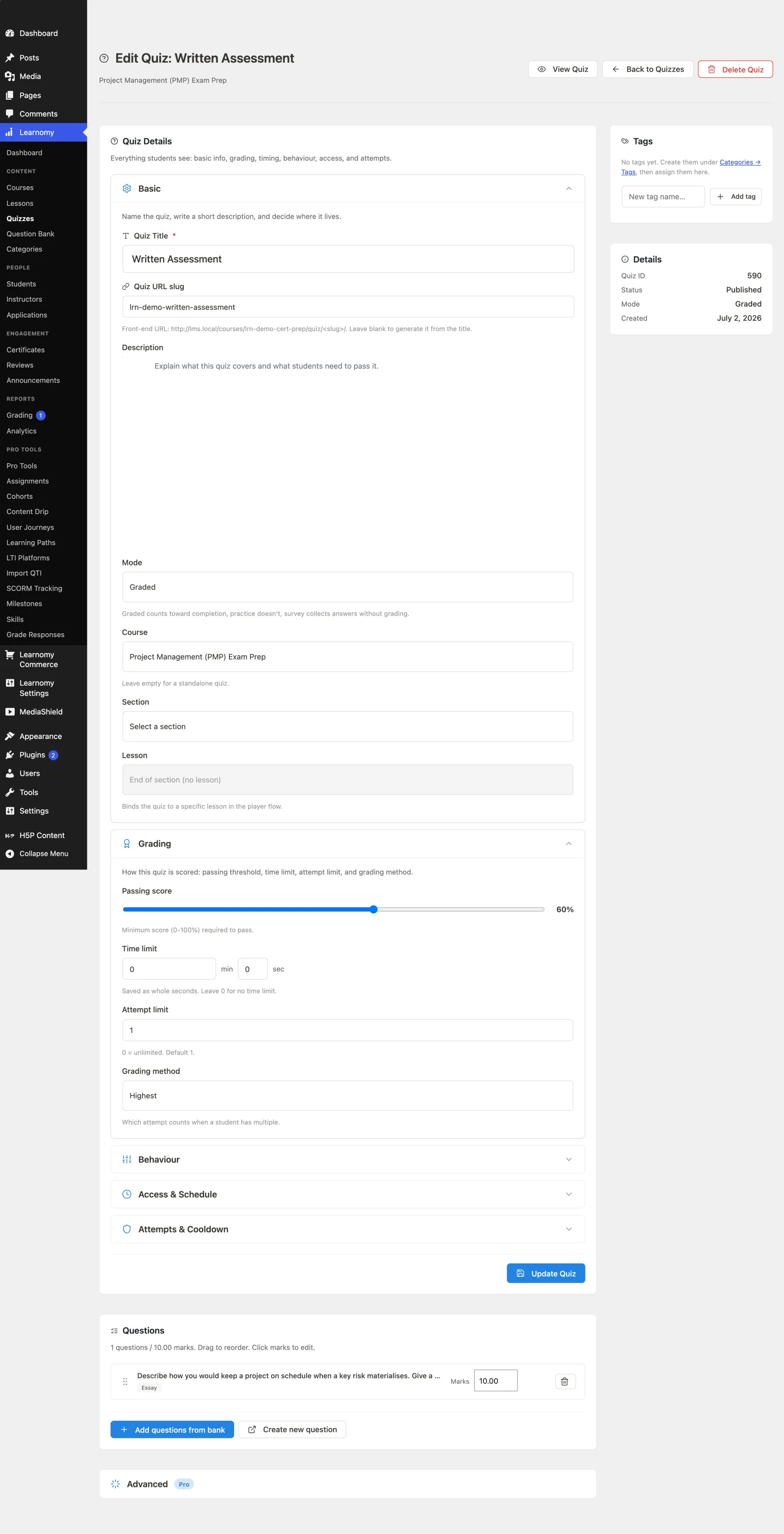 Quiz Modes first view