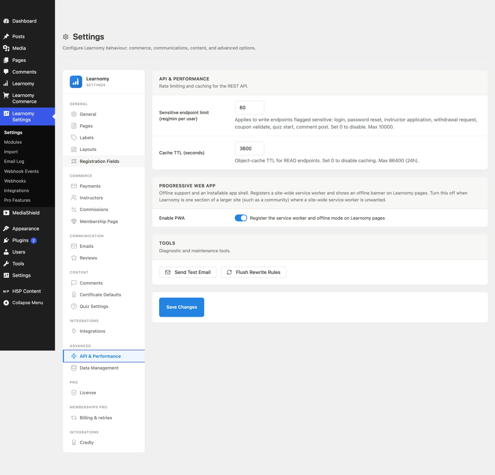 API and Performance first view