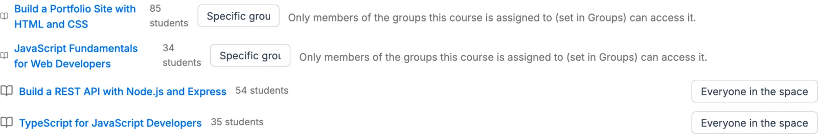 Course access scope