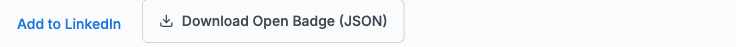 Add to LinkedIn and Download Open Badge (JSON) links on the certificate verification page