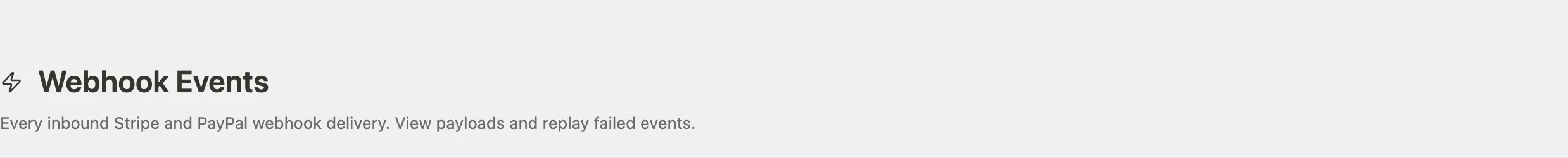 Webhook Events header